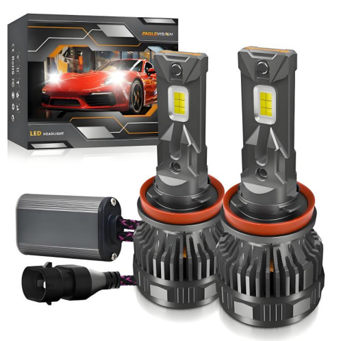 Ampoule LED H11 pour phare de voiture, lot de 2, 50 W, 6 000 lm, 6 000 K, double tube en cuivre (couleur pistolet) SH206A22-010